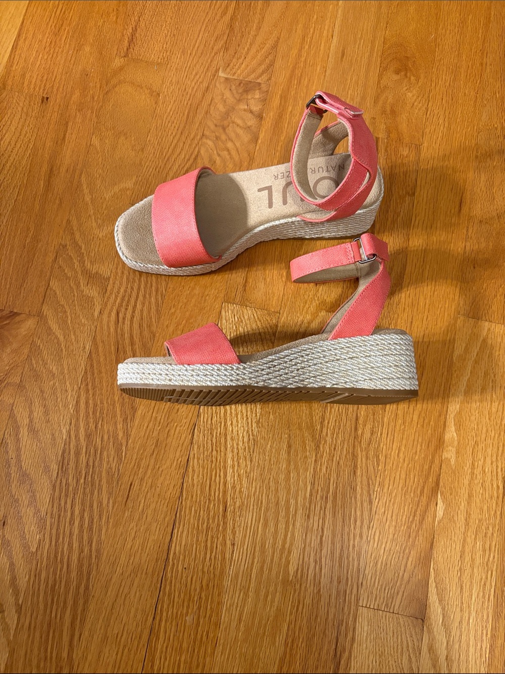 SOUL Naturalizer Coral Pink Espadrille Wedge Sandals size 8 - new